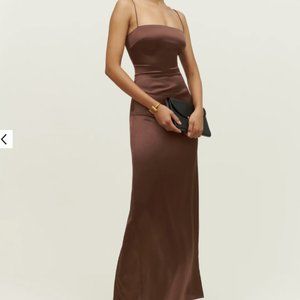 Reformation Frankie Silk Dress - Cafe - Size 0